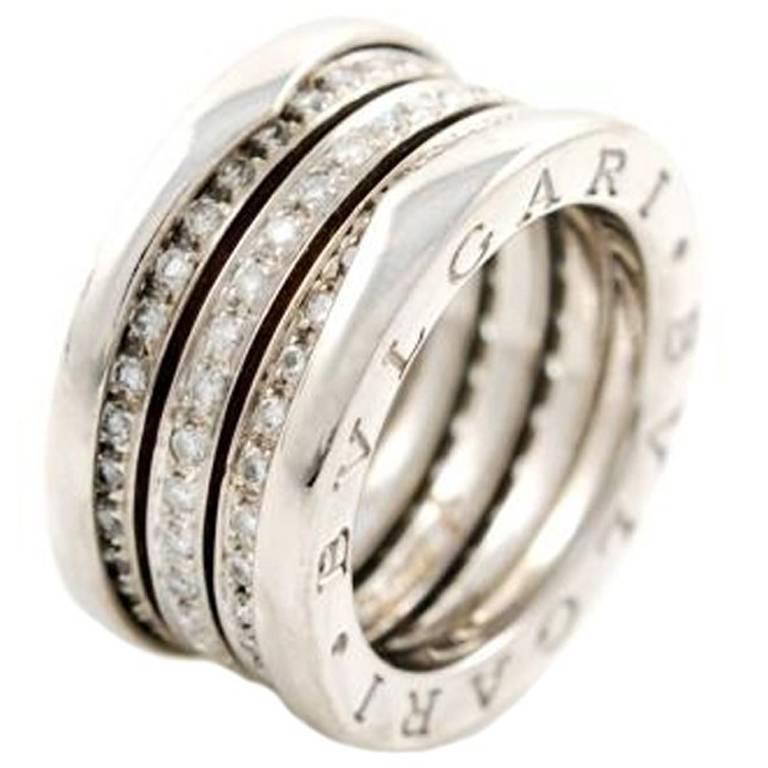 Bulgari Diamond Pave White Gold Ring For Sale