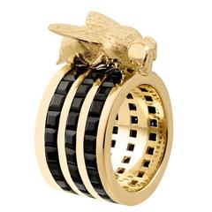 Black Sapphire Gold Cocktail Ring 6