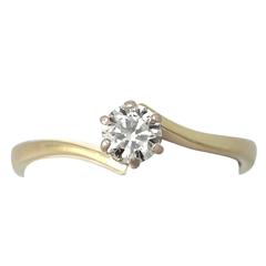 0.37Ct Diamond and 18k Yellow Gold Solitaire Twist Ring - Contemporary 1996 10