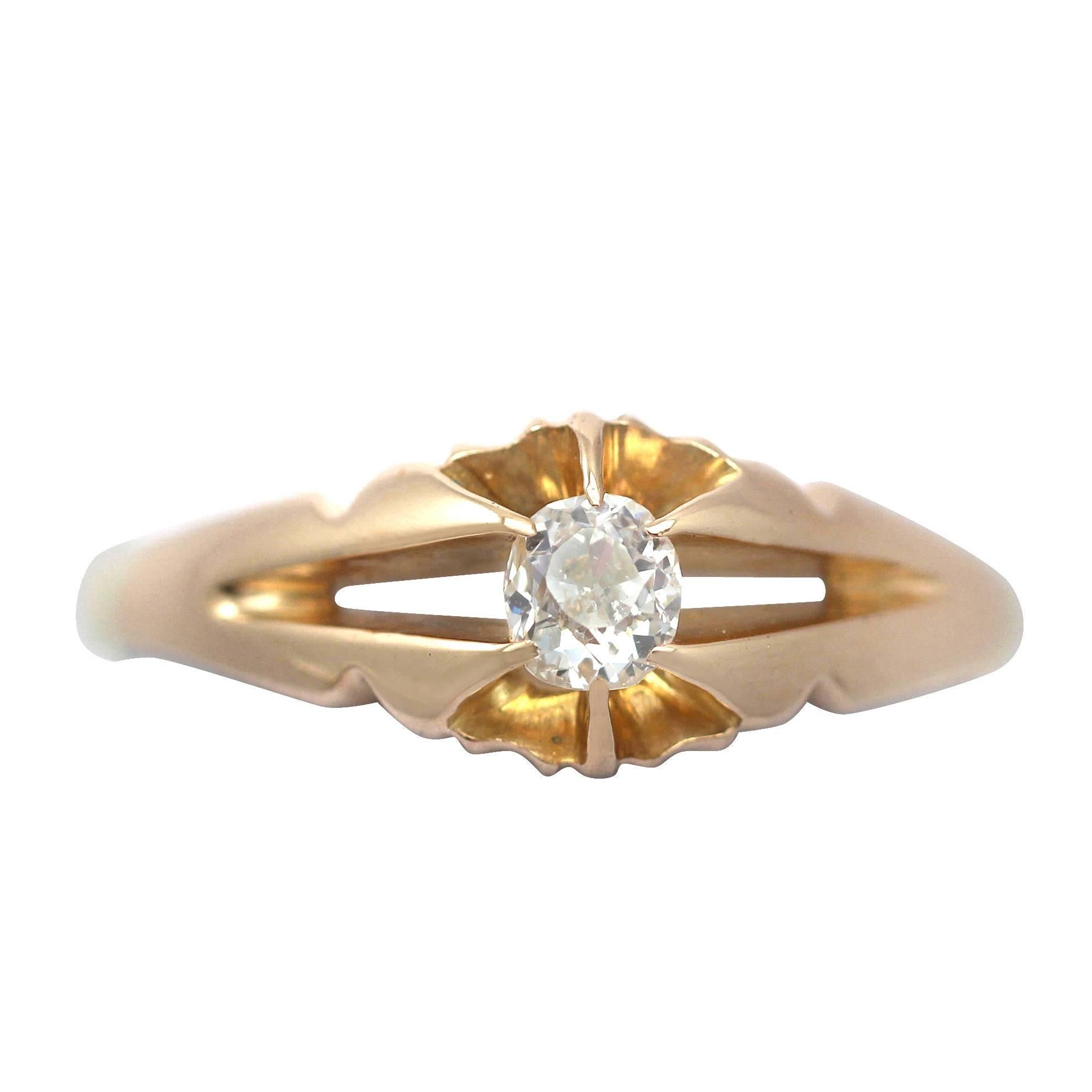 Diamond and 18k Yellow Gold Solitaire Ring, Antique, 1928
