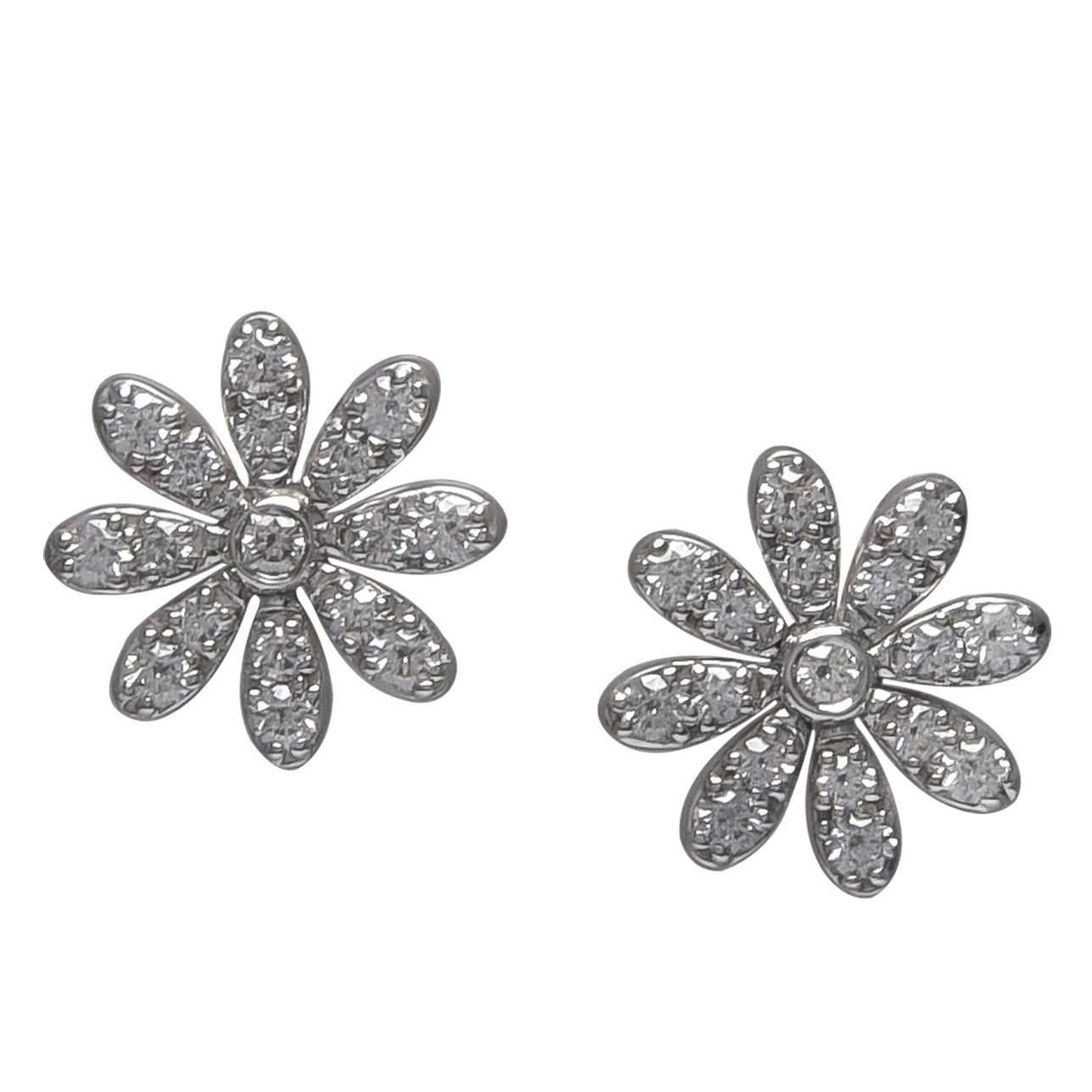 Tiffany & Co. Paloma Picasso Platinum Diamond Daisy Earrings