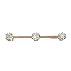 2.14Ct Diamond and 9k Yellow Gold Bar Brooch - Antique Circa 1900 6