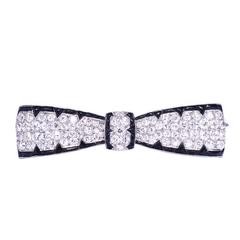 Very fine Art Deco onyx diamond bow brooch