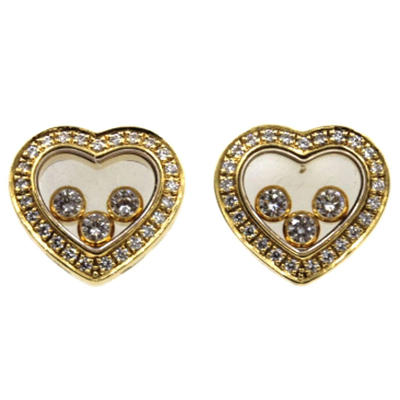 Chopard Happy Diamonds Diamond Gold Heart Earrings