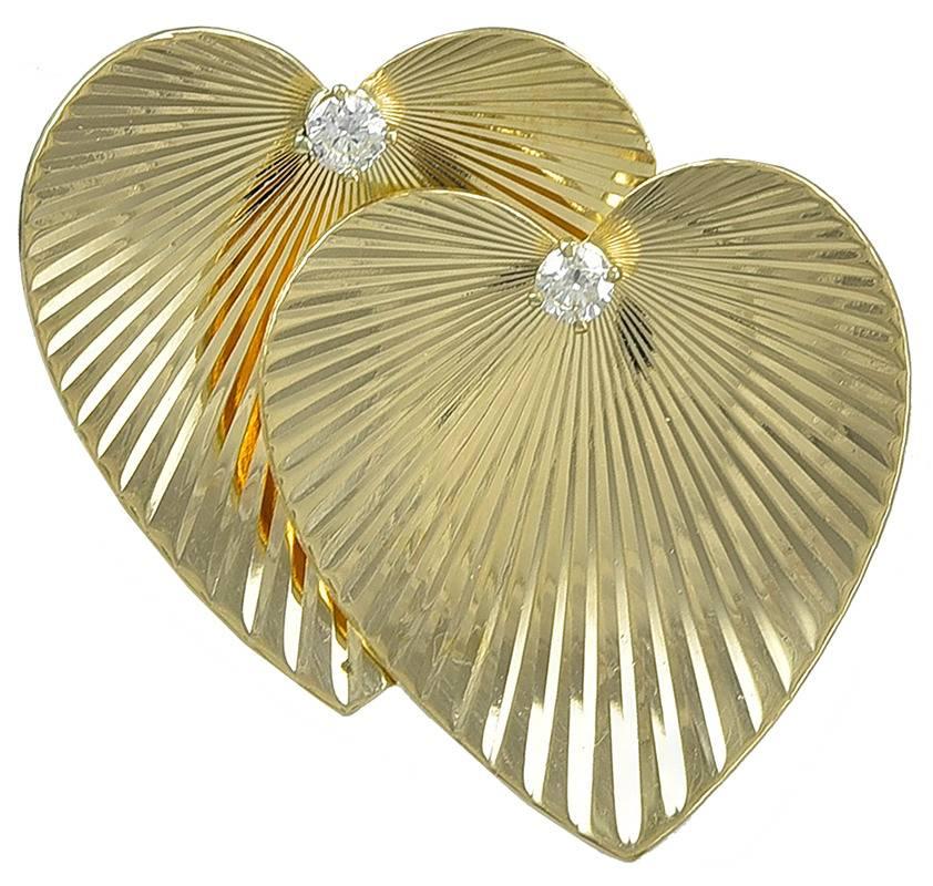 Tiffany & Co. Double Heart Diamond Gold Pin
