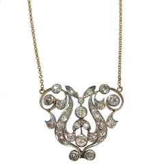 Gorgeous Belle Époque Diamond Gold Platinum Necklace