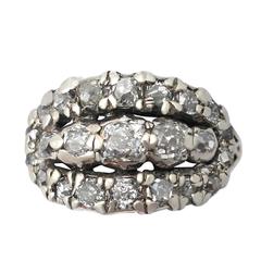 1.72Ct Diamond and 18k Yellow Gold, Silver Set Dress Ring - Early Victorian 12