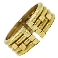 David Webb Textured Gold Bangle Bracelet