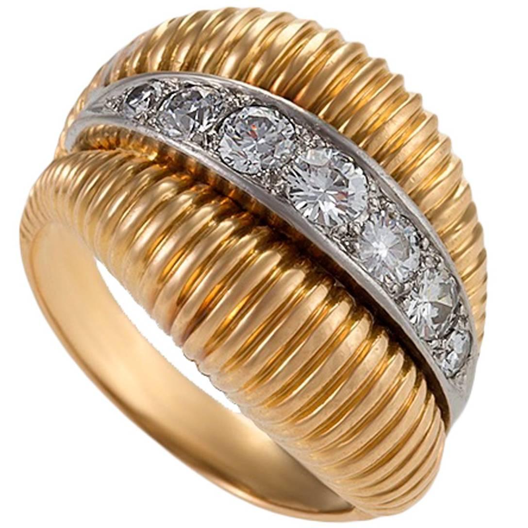 Van Cleef & Arpels 1950's Diamond Gold Platinum Ring
