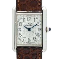 Cartier Sterling Silver Must de Cartier Tank Louis Quartz Wristwatch 