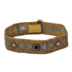 Gelb- und Weißgold Deko-Netz-Armband mit Steinen