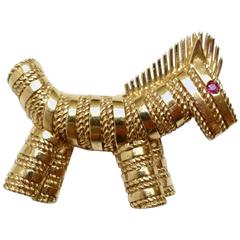 Tiffany & Co. Gold Zebra Brooch with Ruby Eyes