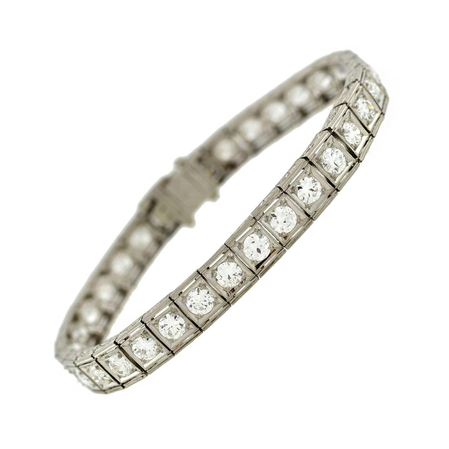 Art Deco Diamond Platinum Line Bracelet 