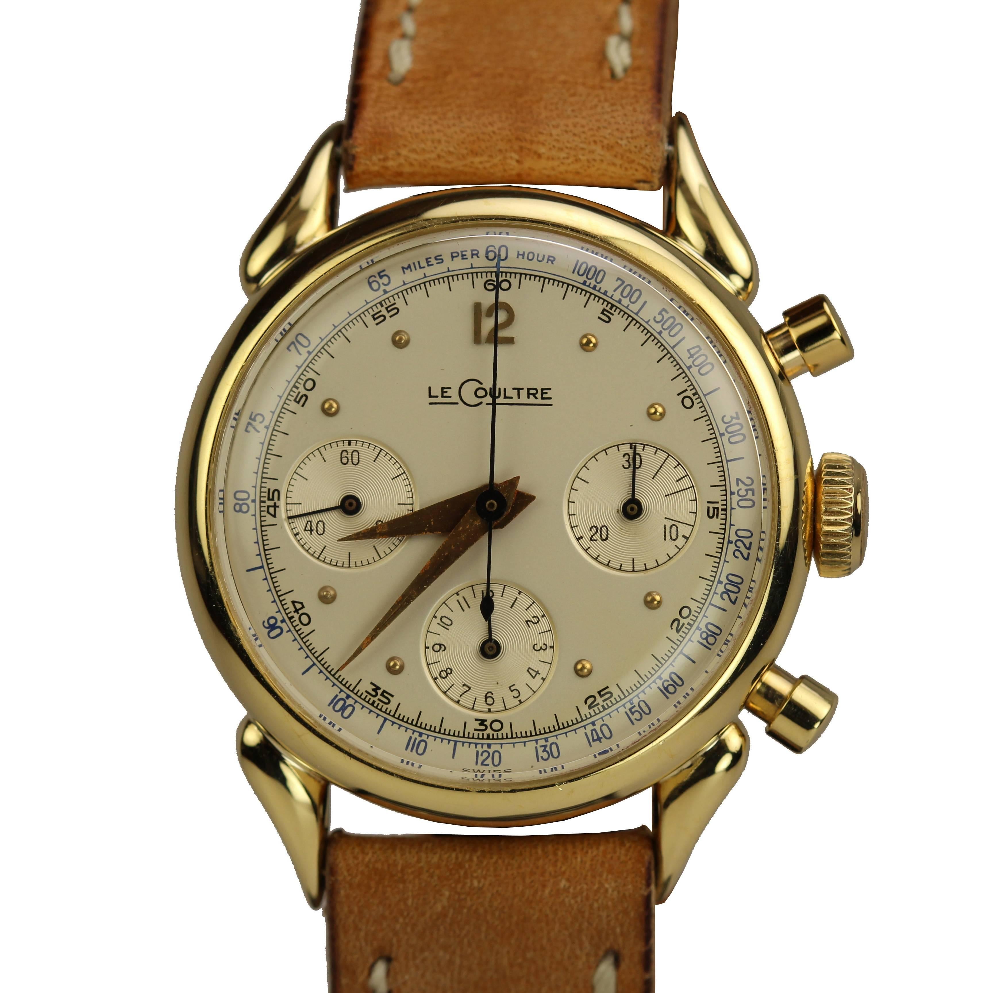 LeCoultre Yellow Gold Chronograph Wristwatch