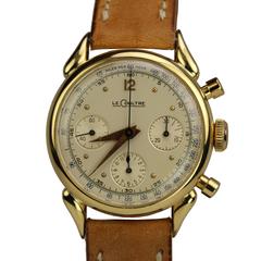 Vintage LeCoultre Yellow Gold Chronograph Wristwatch 