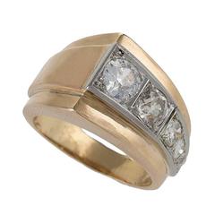 French Art Deco Diamond, Gold and Platinum Ring