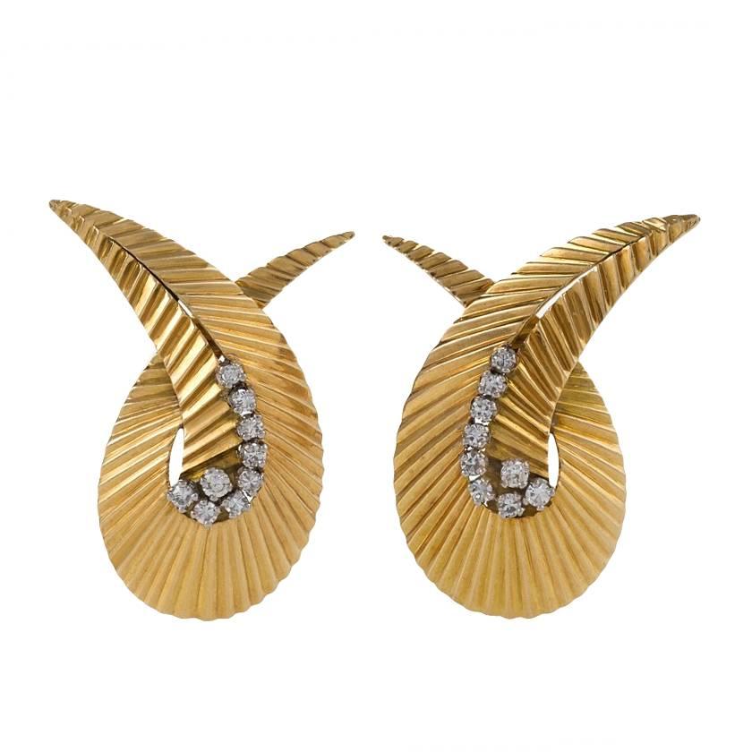 Sterlé Paris Diamond, Gold and Platinum Earrings