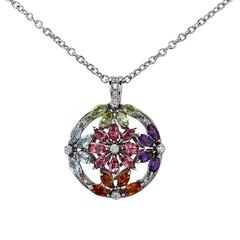 Asprey Daisy Multi-Stone Diamond Gold Necklace