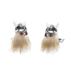 Deakin & Francis enamel ruby silver VIking Skull and Helmet Cufflinks