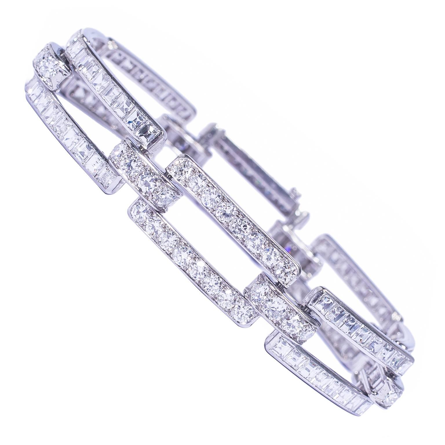Cartier Henri Lavabre Art Deco Diamond Platinum Bracelet For Sale