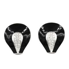 Roberto Coin Black Enamel Diamond Gold Earrings