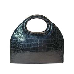 Vintage Architectural Style Black Alligator Bag by Prestige 