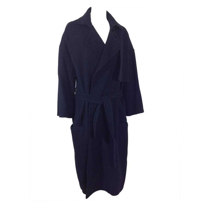 Navy cashmere Celine by Phoebe Philo trenchcoat at 1stDibs