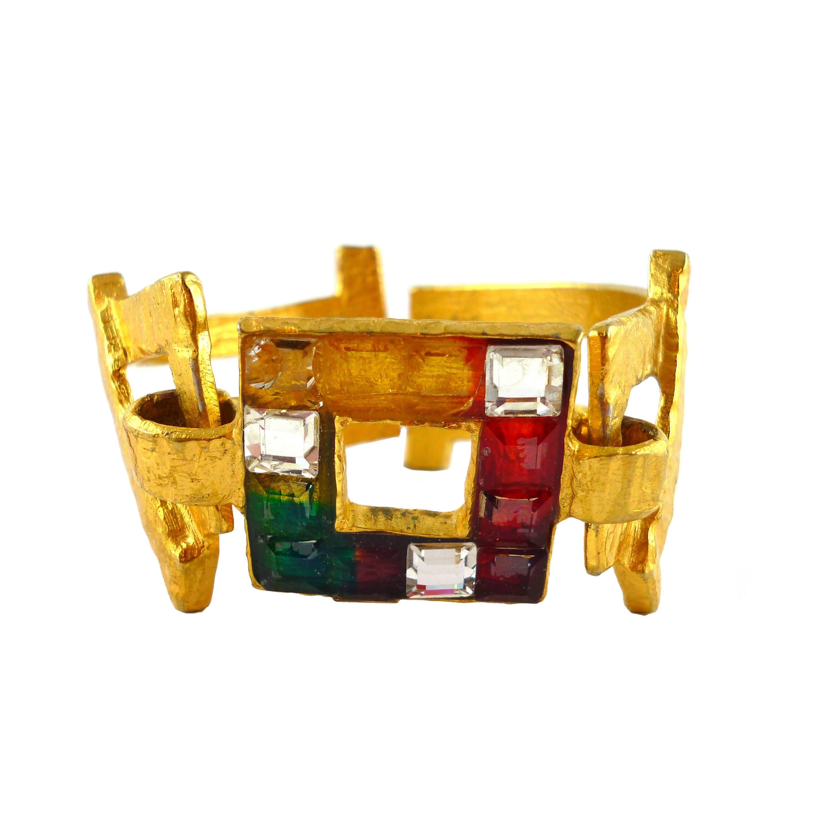 Christian Lacroix Vintage Jewelled "Rainbow" cuff bracelet