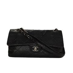 Chanel Black Python Flap Bag SHW
