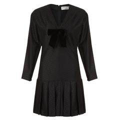 1980s Christian Dior Black Polka Dot Silk Dress 3