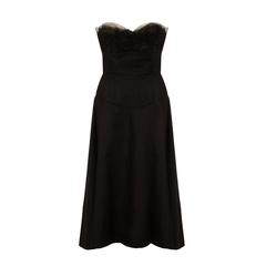 1950s Black Strapless Vintage Dress with Lace Bust 6