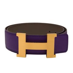 Hermes 42mm Reversible Crocus/Etain Epsom Constance H Belt Brushed Gold Buckle 7