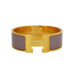 Hermes Purple & Gold Extra Wide Enamel H Clic Clac Bracelet PM