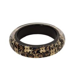 Louis Vuitton Black & Gold Resin Logo Bangle Bracelet