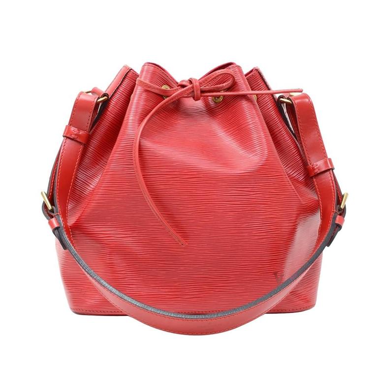 Vintage Louis Vuitton Red Epi Leather Petit Noe Bucket Bag For Sale at  1stDibs