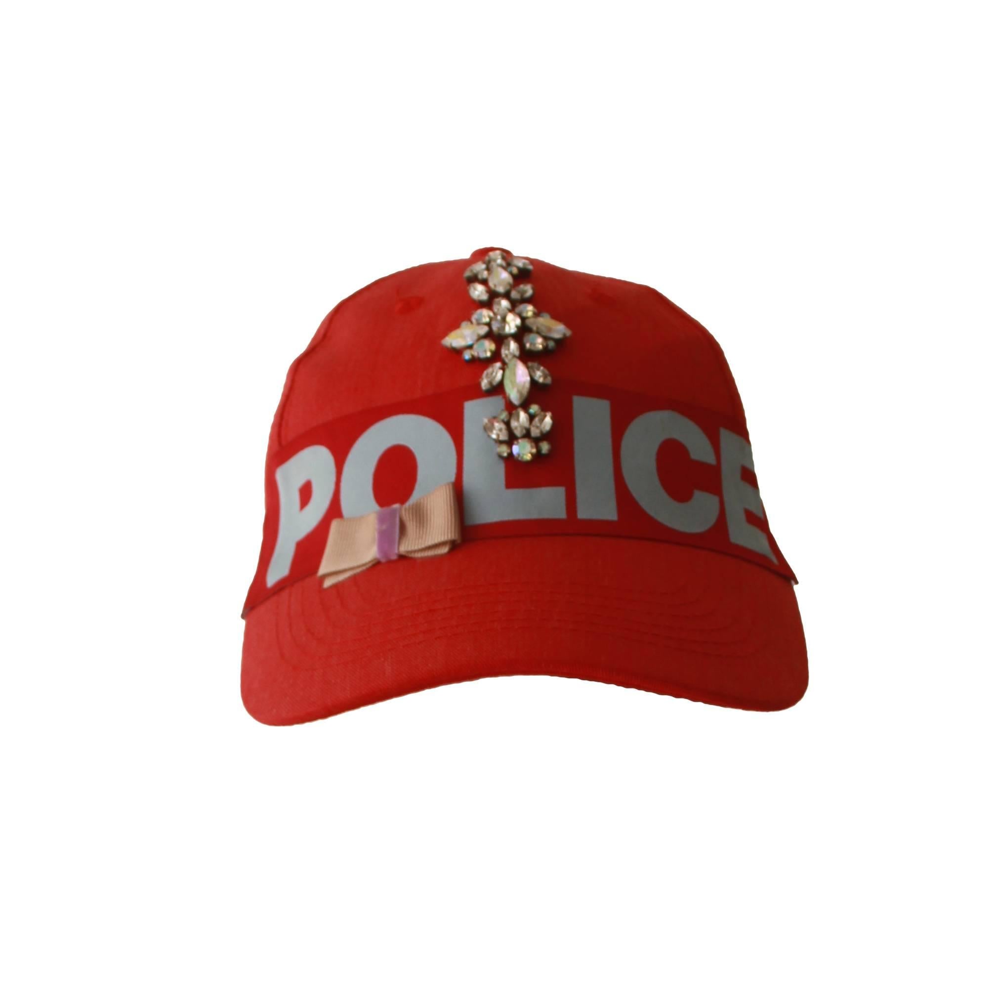 Rare B-Égoiste Police Paste Ribbon Embroidered Baseball Cap 1990's For Sale