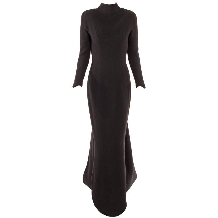 Thierry Mugler black wool and red velvet gown, circa 1982 For Sale at ...