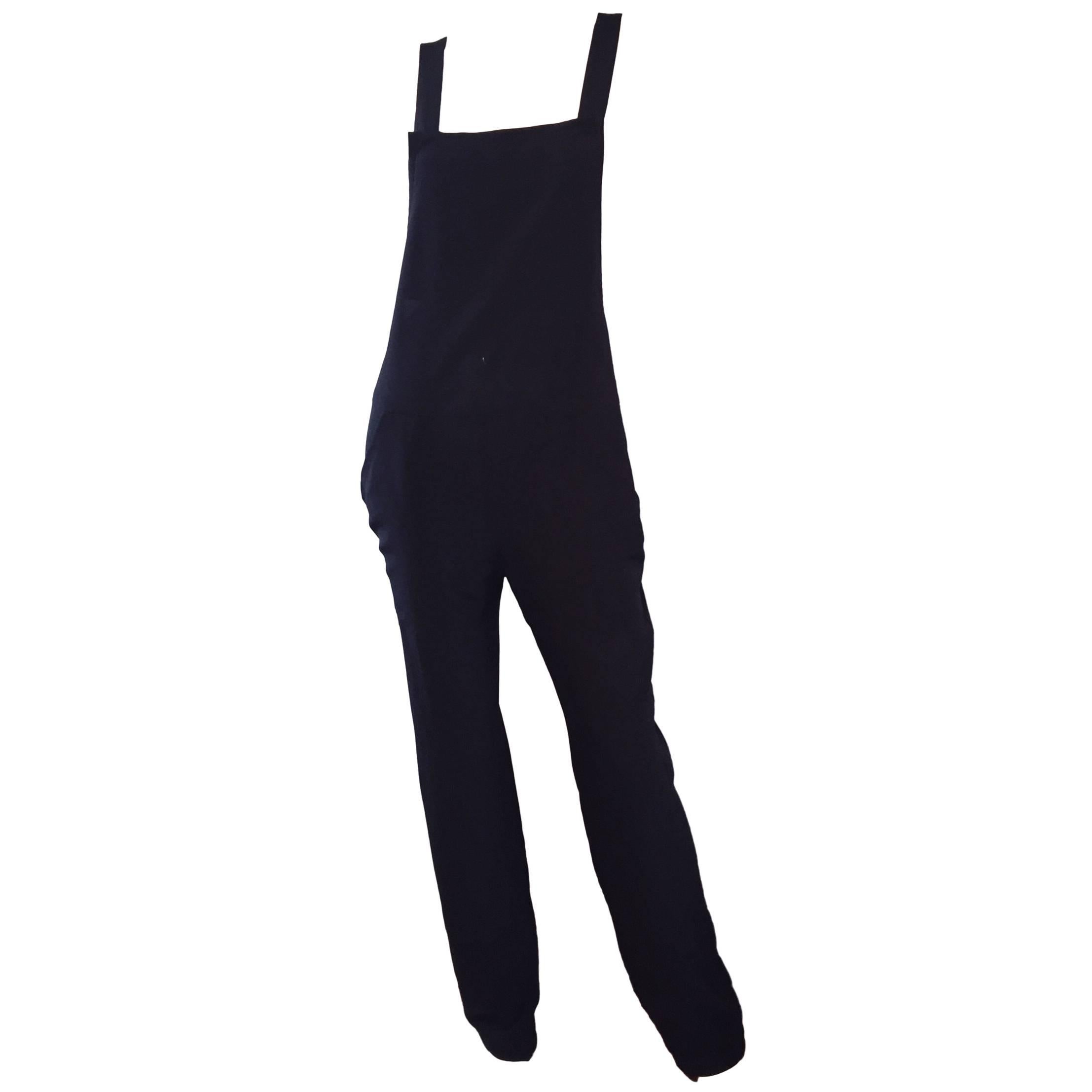 Rare Late 90s Tom Ford for Gucci Size 42 / 8 / 10 Black Silk Jumpsuit Racerback For Sale