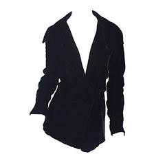 Chic 1960s 60s I. Magnin Black Silk Velvet Vintage Jacket w/ Portrait Collar 