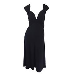 Michael Kors Collection Black Cap Sleeve Jersey Little Black Dress Size 8 LBD