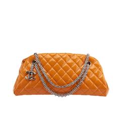 Chanel Bowling Mademoiselle Orange Quilted Patent Leather Shoulder Bag