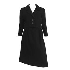 Norman Norell 1959 black wool skirt suit size 12. 
