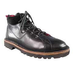 KITON Size 8 Black & Red Leather "Hiker Style" Boots