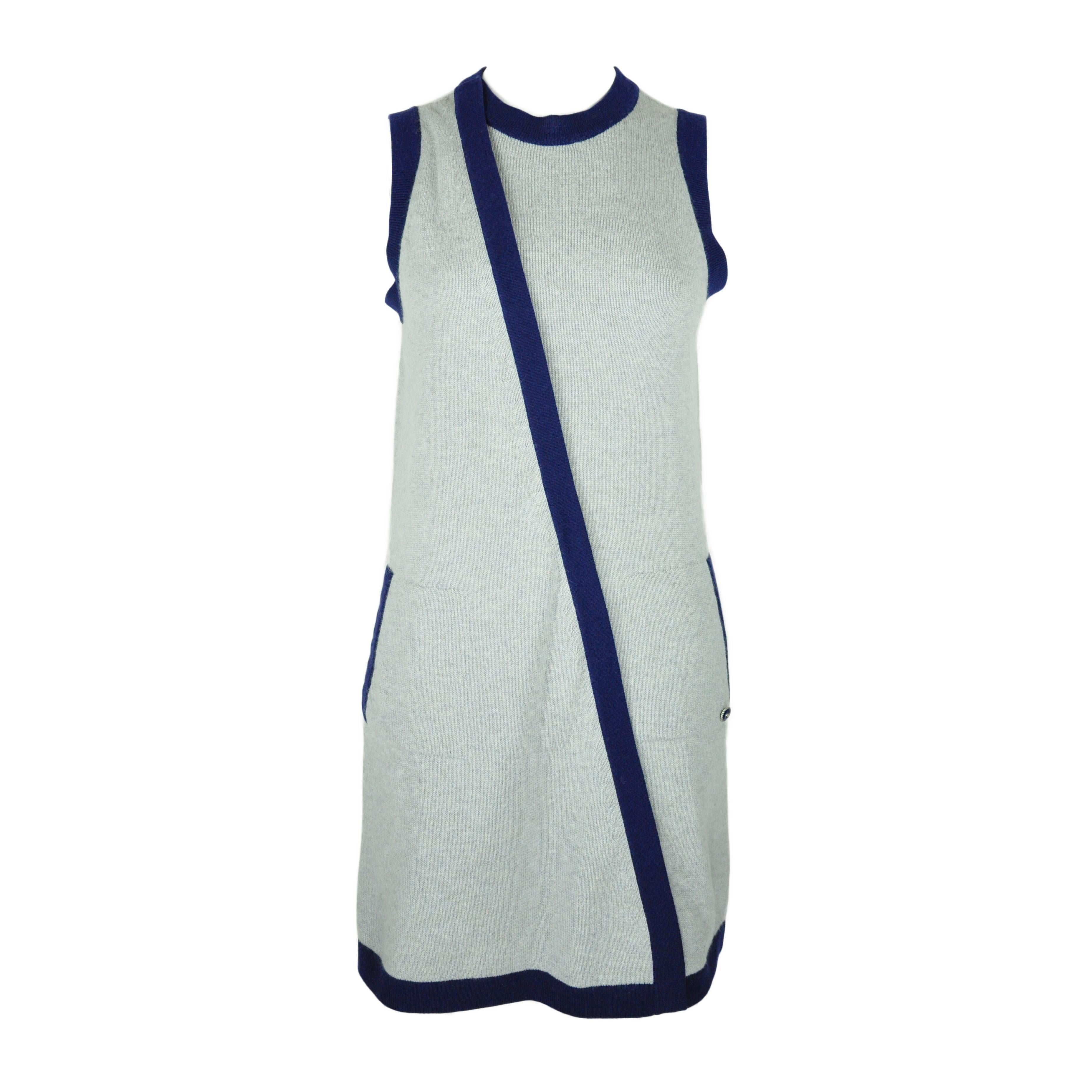 Chanel 2015 S/S Runway Collection Sleeveless Cashmere Knit Dress FR36