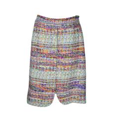 Chanel 2014 F/W Collection Multi-color Fantasy Tweed Skirt FR38 New