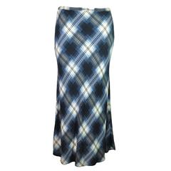 Celine by Michael Kors 90's Argyle Print With Crystals Silk Midi Skirt