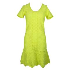 Roberto Cavalli Yellow Slip-on Flared Knit Dress