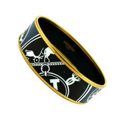 Hermes Enamel Printed Wide Carriage Bracelet 65