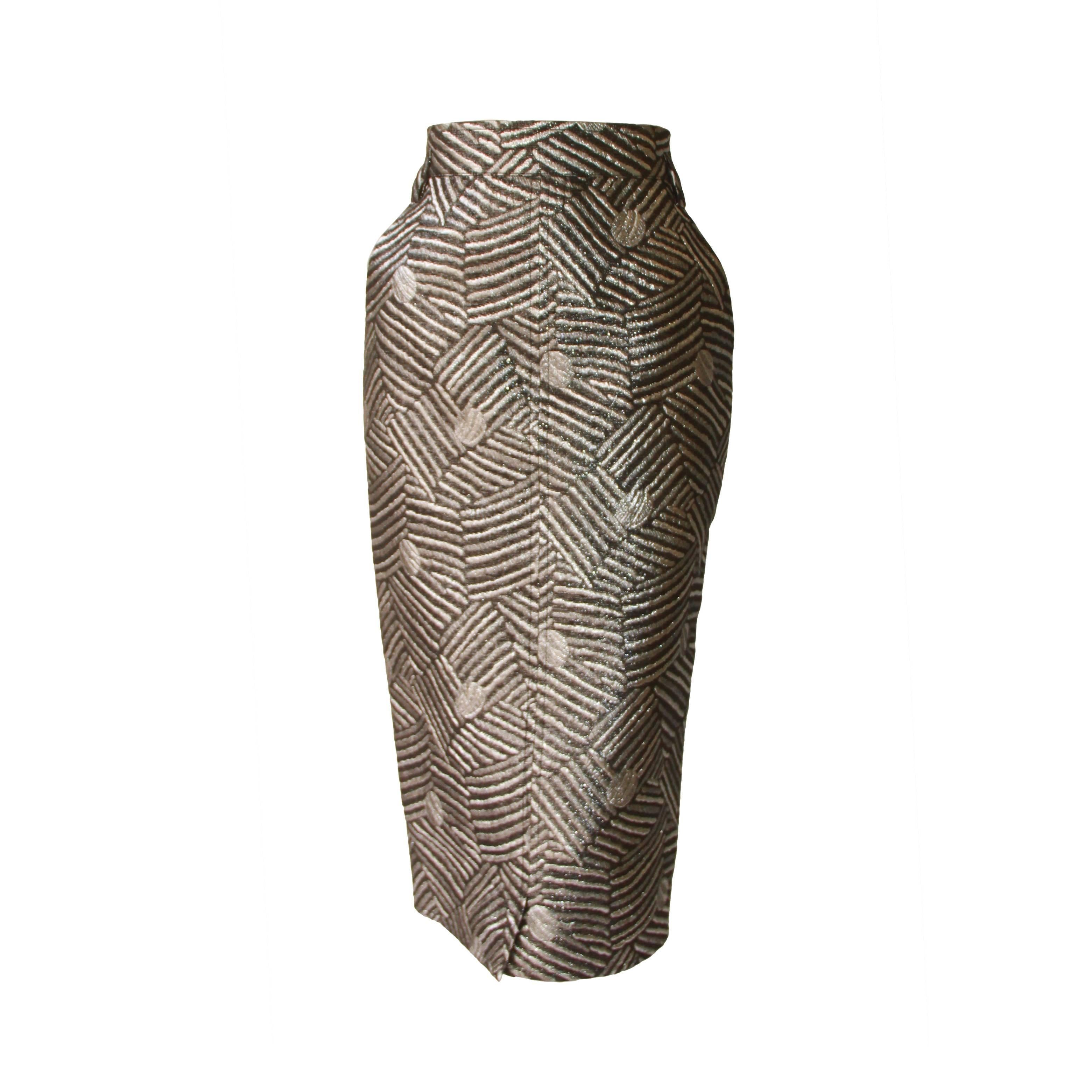 Early Gianni Versace Silver Lurex Quilted Skirt Spring 1986 For Sale