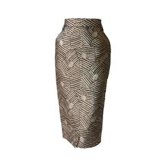 Early Gianni Versace Silver Lurex Quilted Skirt Spring 1986